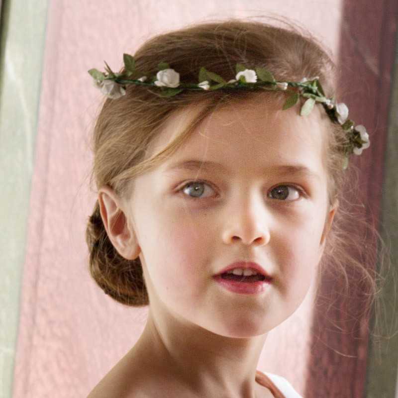 white floral headdress for flowergirls - communion - dressing up - parties - special occasions - little eglantine