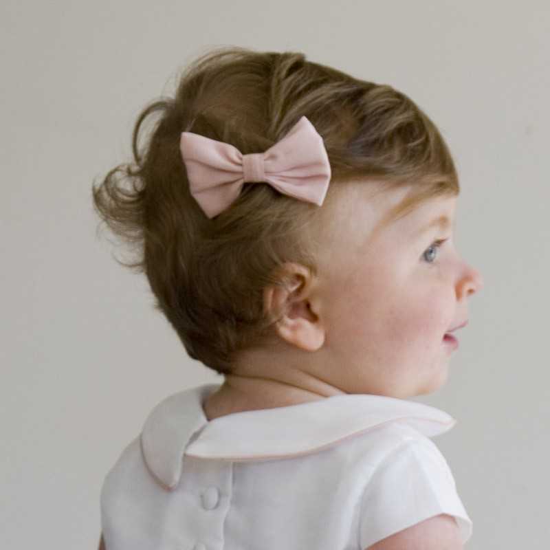 Soft pink baby Girl Hair bow by French Maison de Couture Little Eglantine