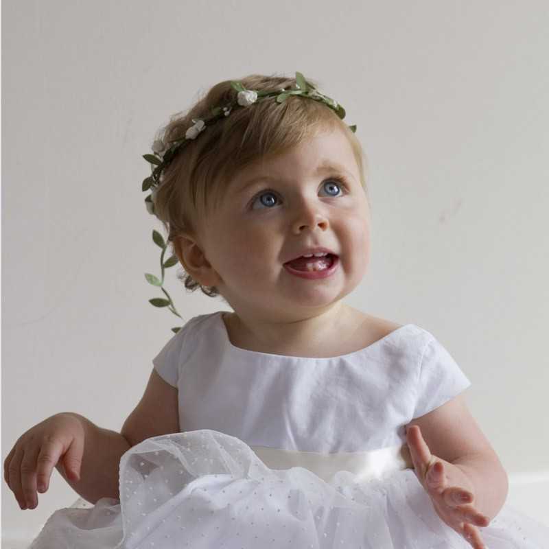 white floral headdress for baby girls - weddings - christening - baptism - little eglantine