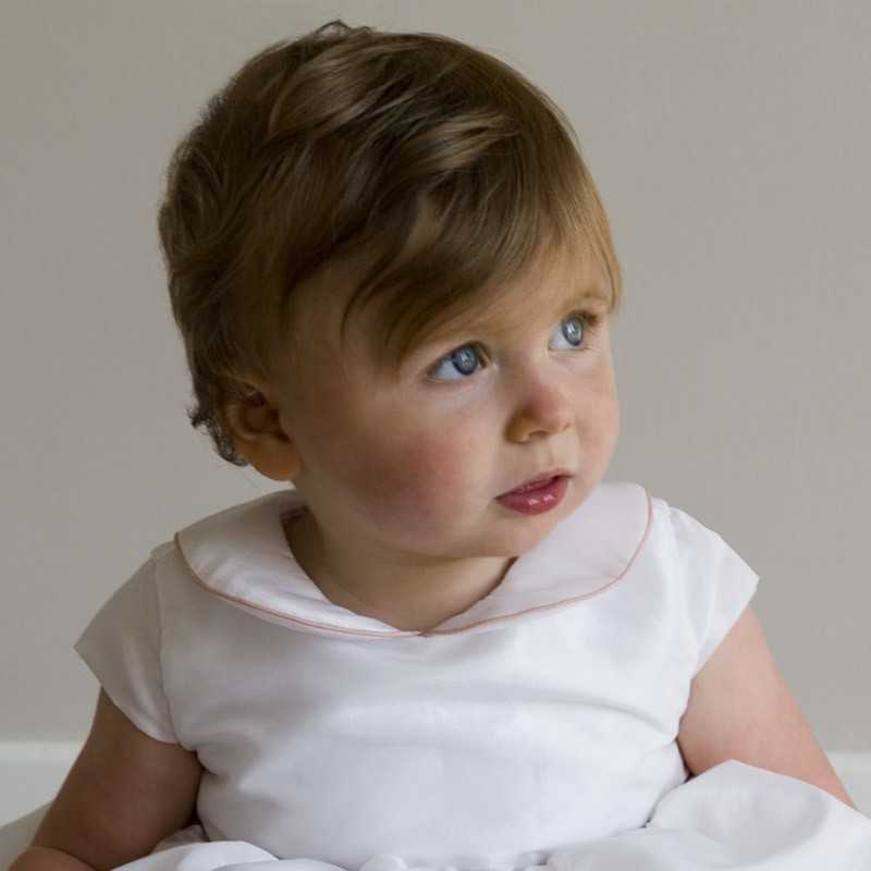 Baby christening dresses for elegant girls I Zelie baby girl dress with peter pan collar & matching knickers - Little Eglantine