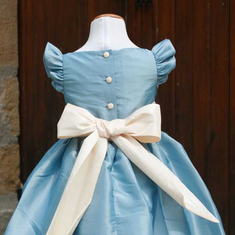 Isobel frill sleeves flower girl dress in pale blue Little Eglantine