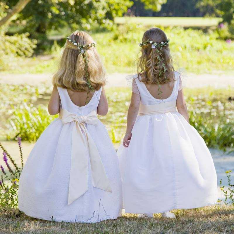 Olympia spotted tulle designer flower girl dress with spotted tulle frill sleeves little eglantine