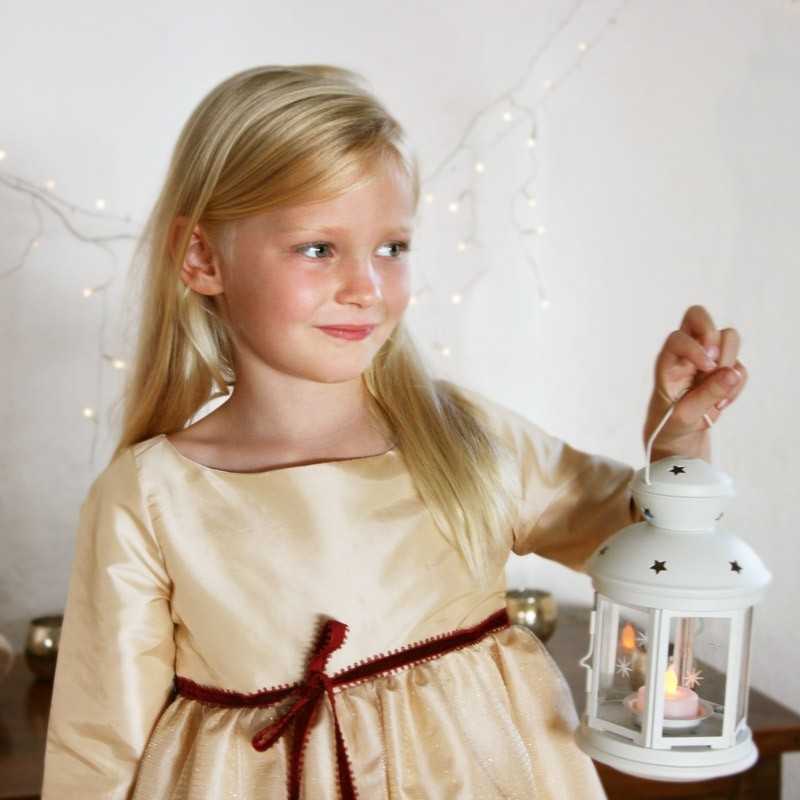 Annabelle Gold & Burgundy sparkling dress for Christmas parties and weddings by Designer Little Eglantine UK