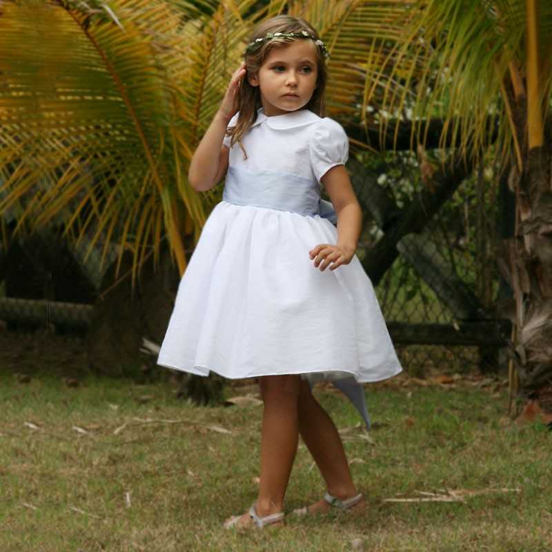 Ambre princess flower girl dress with peter pan collar and puff sleeves by royal designer little eglantine