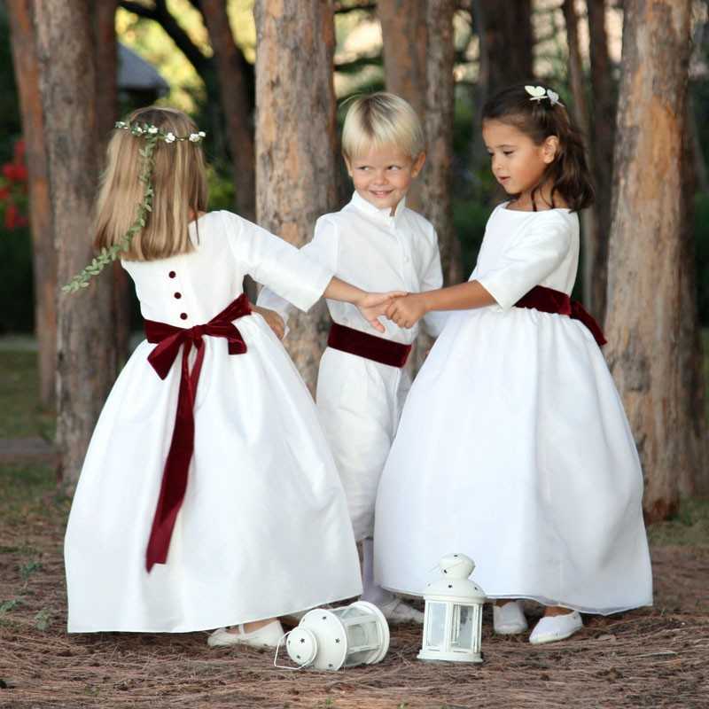 White and burgundy outlet flower girl dresses