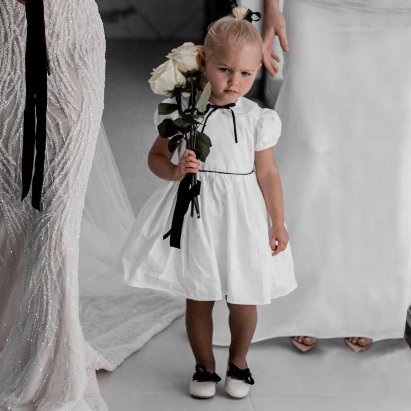 Myla black and white flower girl dress by Little Eglantine