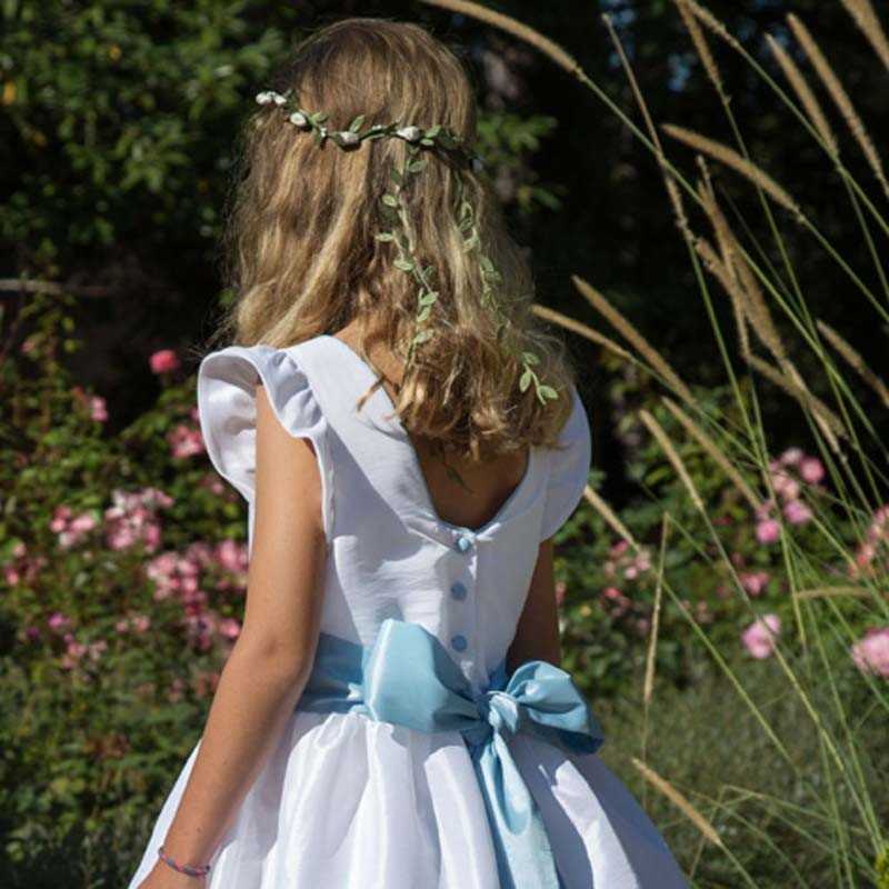 Emma flower girl dress with flounce sleeves and deep back - Little Eglantine