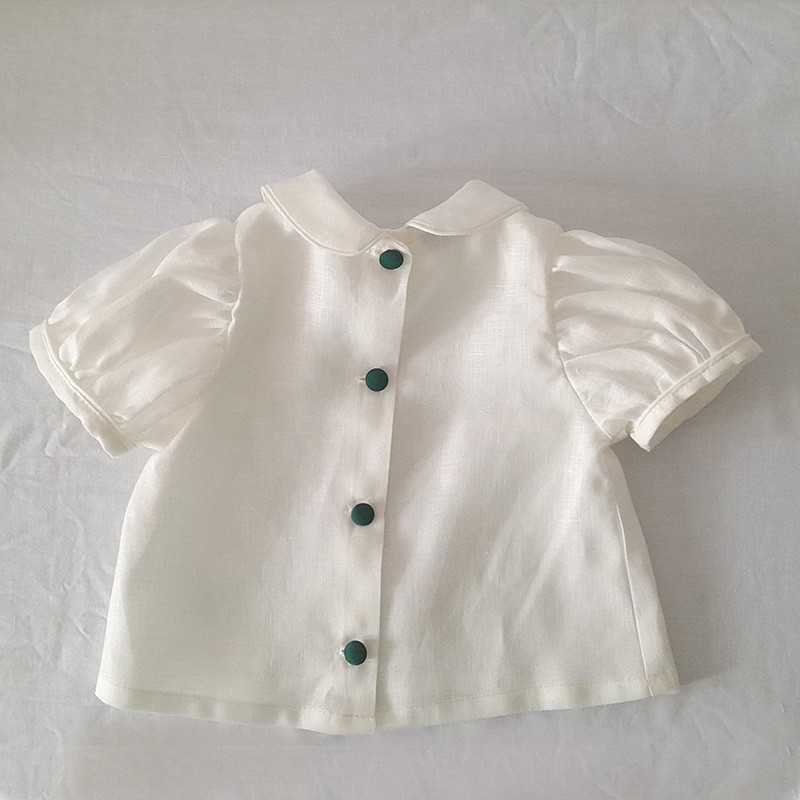 Little English | Boy & Girl White Piping Peter Pan Collared Shirt 4T