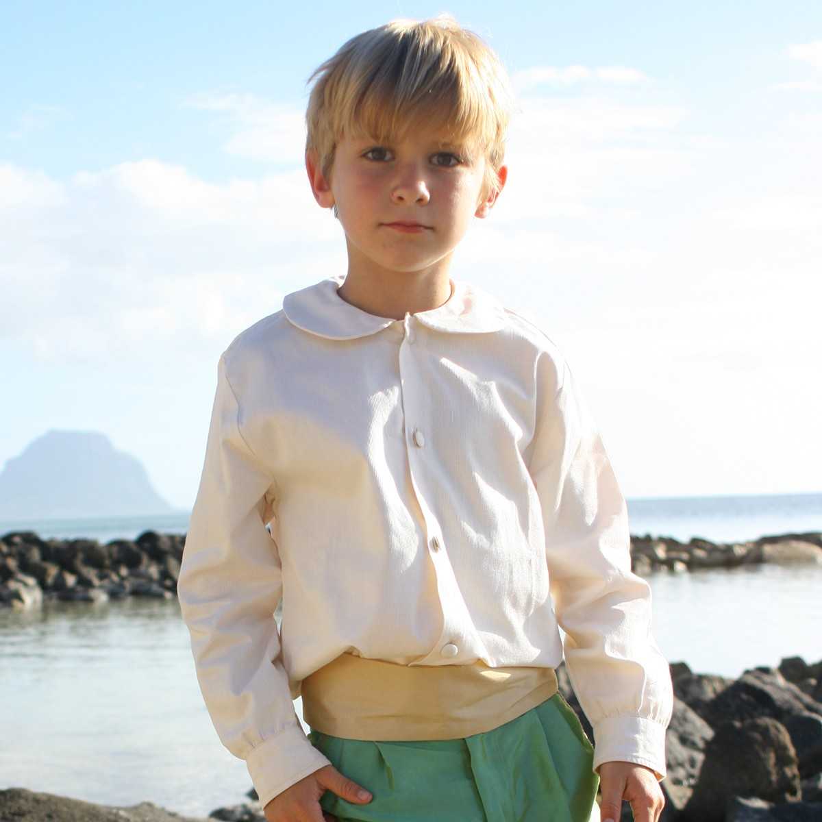 Cotton Peter Pan collar shirt with long sleeves - Little Eglantine