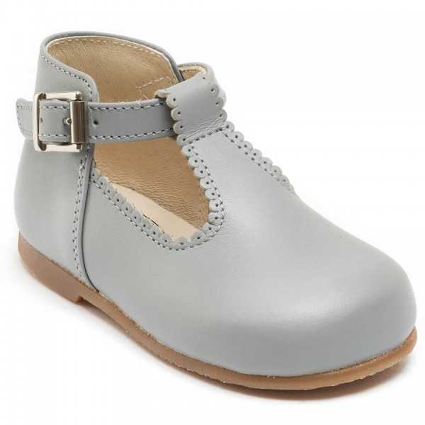 Clementine soft grey T-bar shoes little eglantine