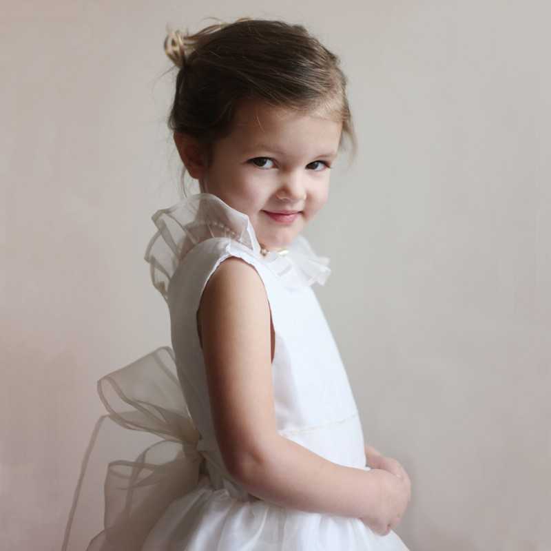 Chloe silk organza frill collar flower girl dress little eglantine- designer flower girl dresses UK