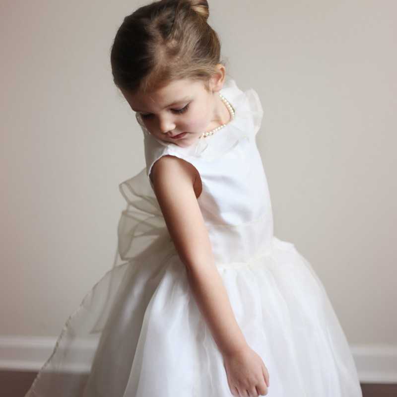 designer flower girl dresses UK Chloe silk organza frill collar flower girl dress little eglantine