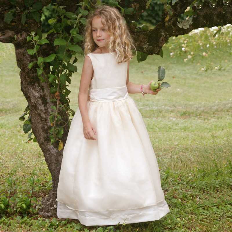Caroline silk organza flower girl dress junior bridesmaid dress communion dress by French designer Little Eglantine UK