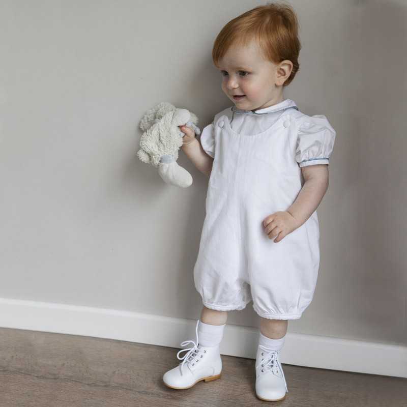 White cotton baby boy Shortie baby boy christening outfit Little Eglantine
