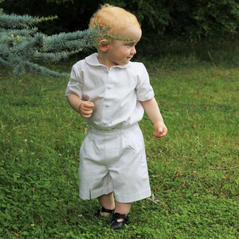 White cotton baby page boy shorts by French Royal designer Little Eglantine
