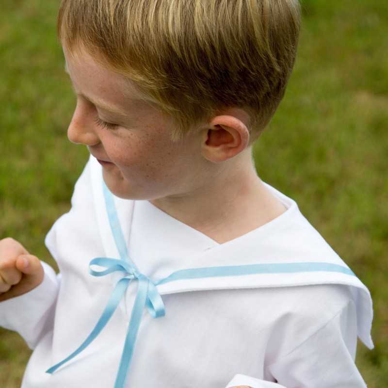 Sailor top with pale blue trimming Little Eglantine