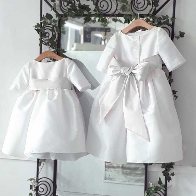 designer communion dresses Claire 3/4 length sleeves by French designer Little Eglantine first holy communion dresses