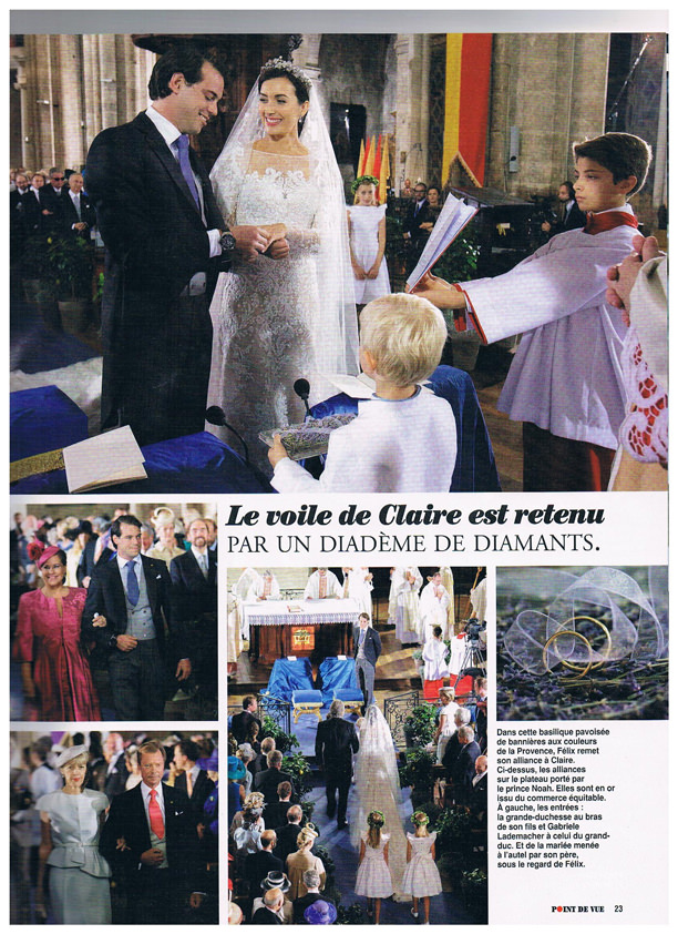Point de vue - wedding of Claire Lademacher with Prince Felix of Luxembourg. Little Eglantine designed the flower girl dresses and page boy outfits