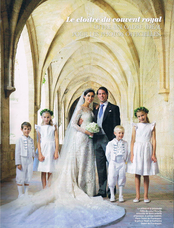 Point de vue - wedding of Claire Lademacher with Prince Felix of Luxembourg. Little Eglantine designed the flower girl dresses and page boy outfits