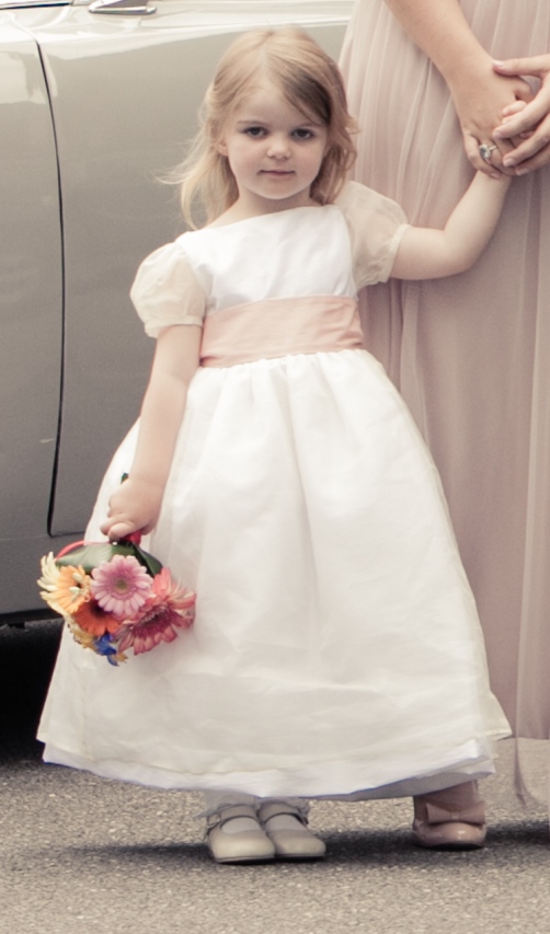 Alix flower girl dress silk organza and pink sash