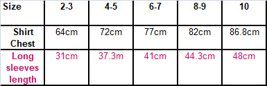 Double breasted and Madarin shirts measurements